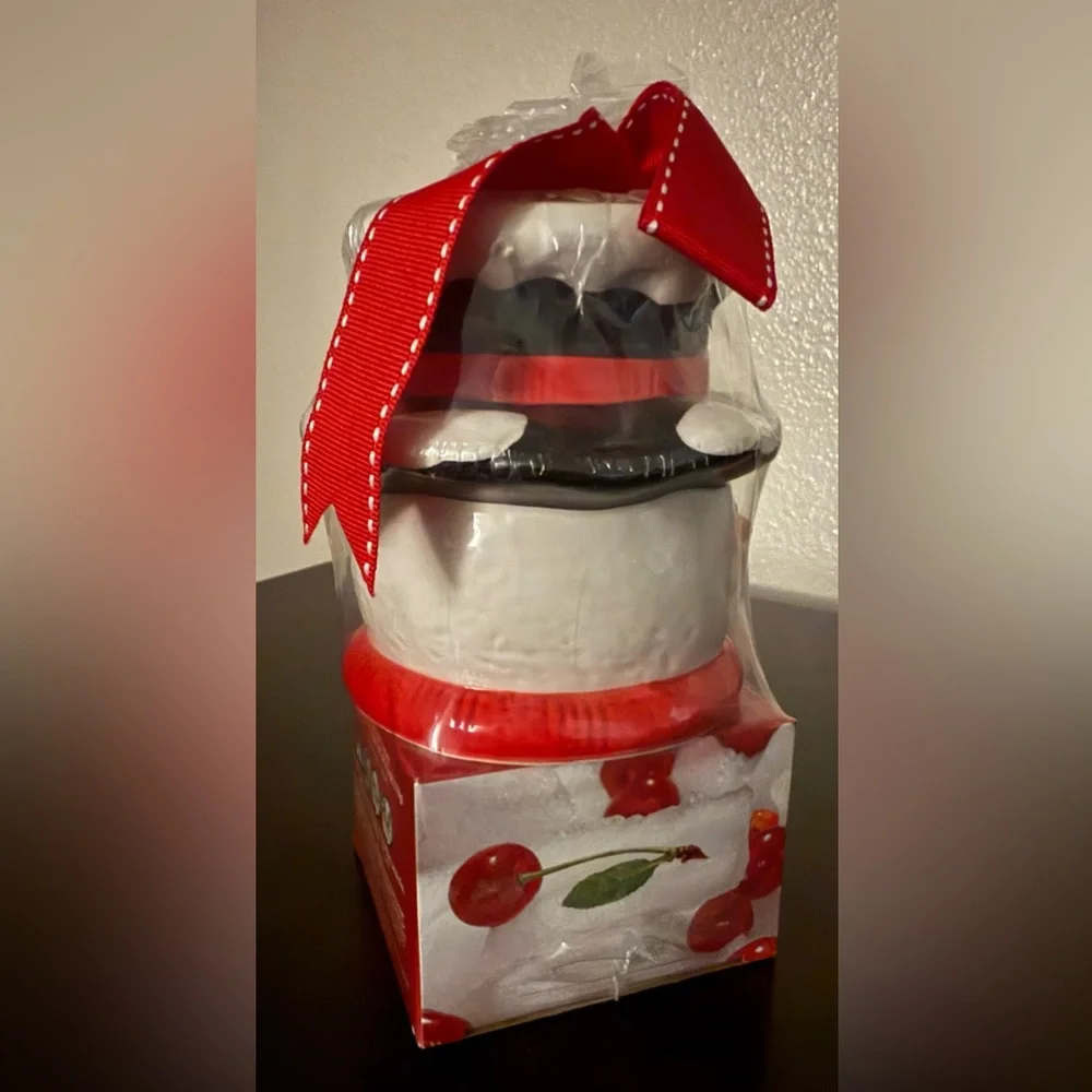 New Yankee Candle Snowman Luminary Tea Light Holder Gift Set w/ Cherries on Snow - Picture 3 of 4